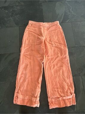 Calypso St. Barth Coral Elastic-Waist Pants size XS linenblend missing rope belt